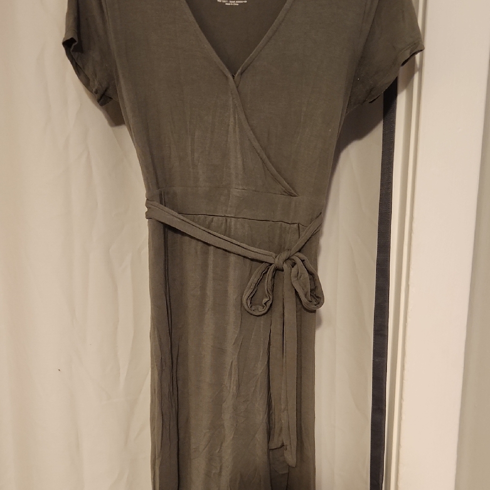 SO Olive High Low Wrap Dress